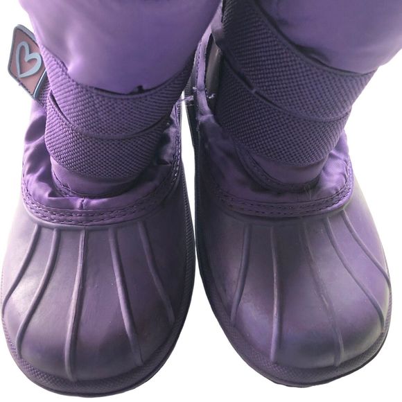 Girls Size 12 Lined Snow Boots Purple Thermolite Purple Faux Fur Winter Boots - Picture 3 of 9